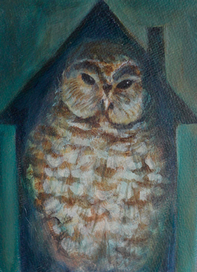 Painting of a barred owl